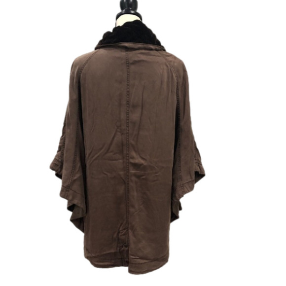 Anthropologie Hei Hei Taupe Brown Todra Crushed Velvet Lined Cape Jacket M/L - Picture 6 of 16
